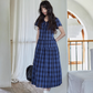 Checkered Long Flare Dress SMS0024