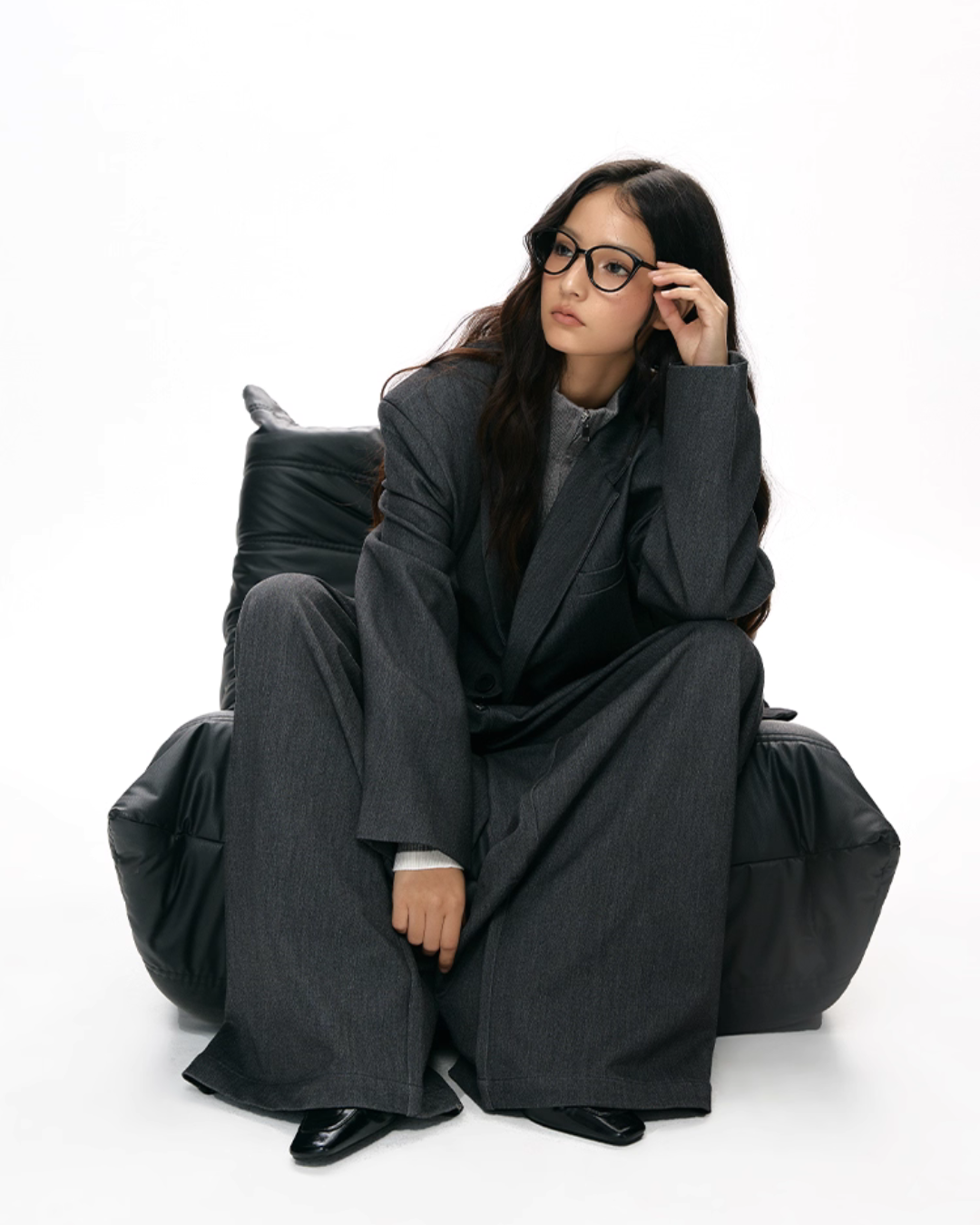 Textured Minimalist Blazer / Wide Pants VAT0018