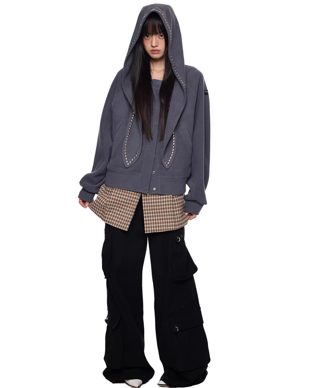 Rabbit Ear Studded Hoodie EZK0098