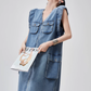 V-Neck Sleeveless Denim Dress FER0115