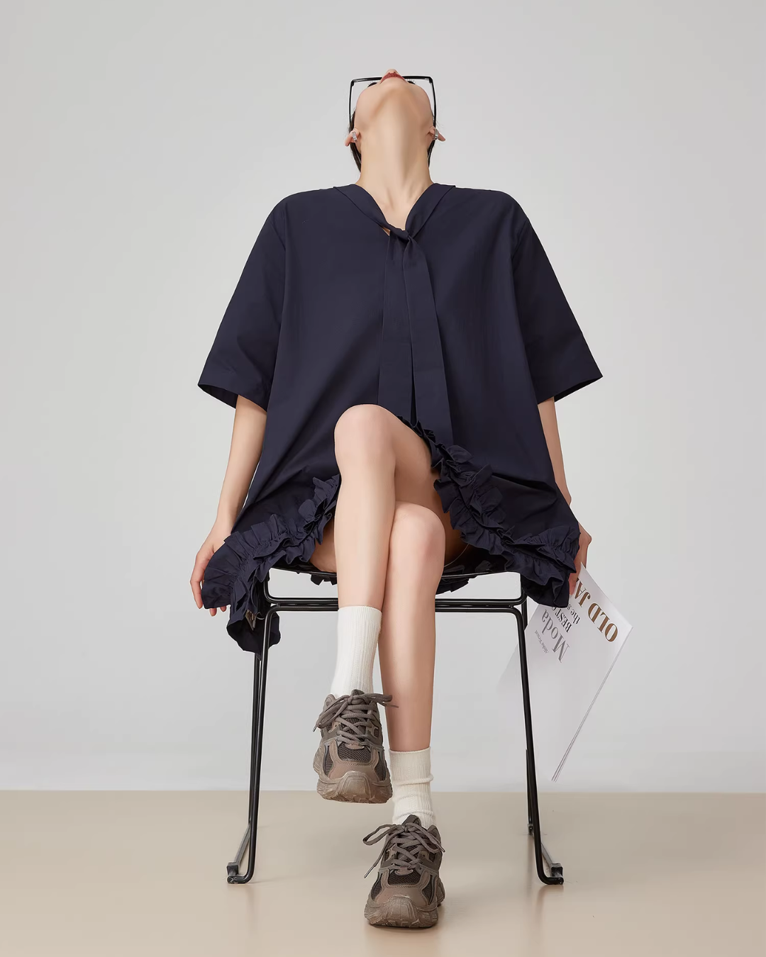 Bow-tie Hem Frill Mini Dress FER0103