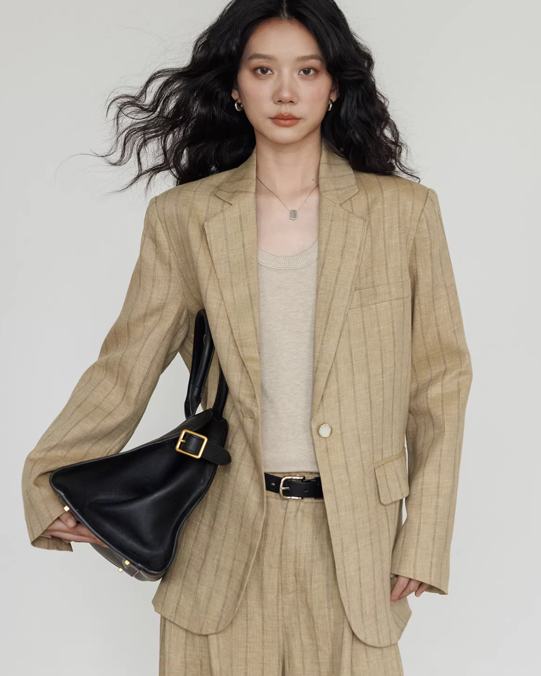 Stripe Design Blazer Jacket / Casual Wide Pants VAS0189