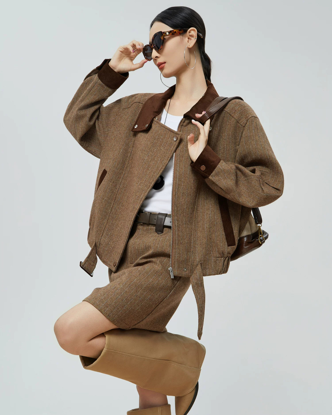 Wool-Like Short Jacket / Mini Skirt FER0379