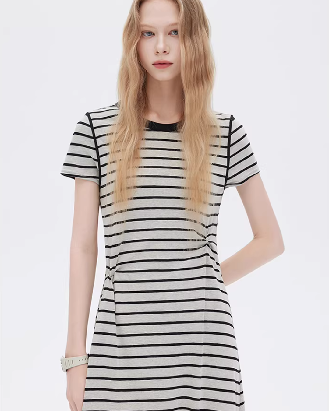 Border Slim Fit Long Dress SHN0001