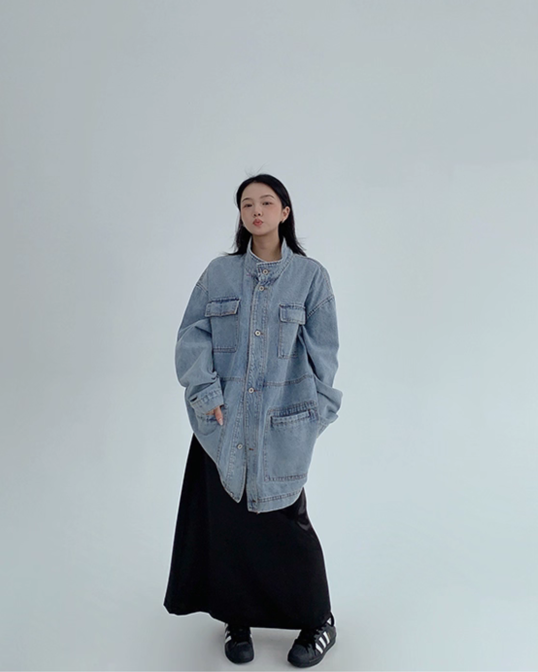 Stand Collar Loose Denim Jacket YLS0980