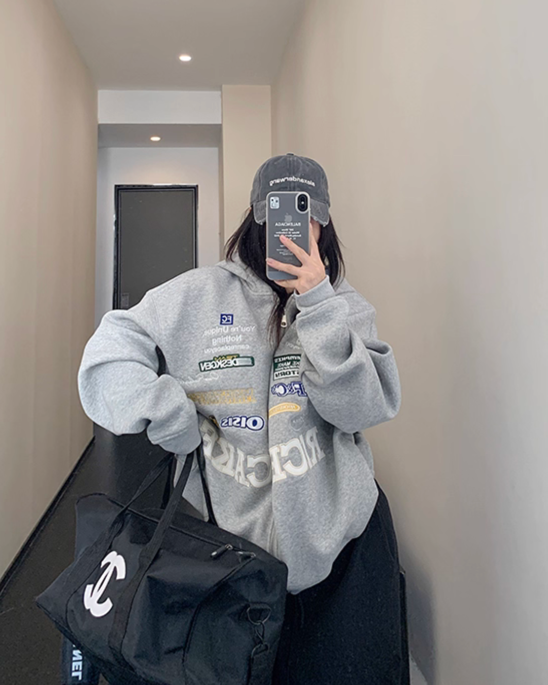 Patch Big Silhouette Zip Hoodie YLS0929