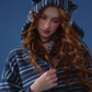 Striped Cat Ear Hoodie / Layered-Style Design Shirt ASG0076