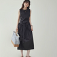 Black Waist Belt Sleeveless Dress AMU0029