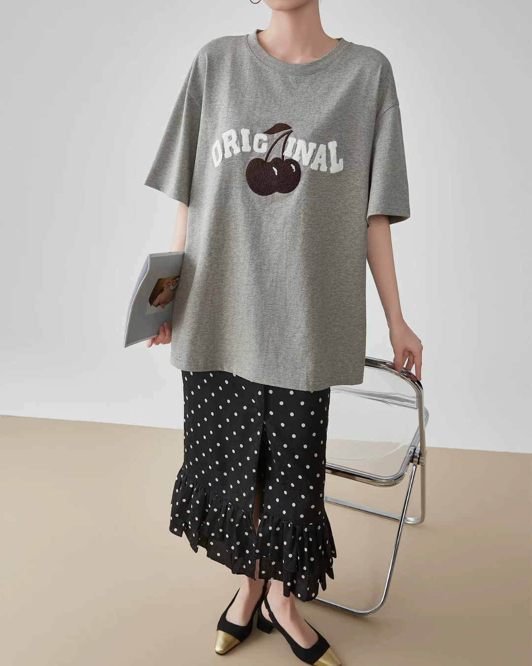 Cherry Print Short-Sleeve T-Shirt  FER0265