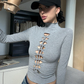 High Neck Ripped Design T-Shirt  ZRS0085