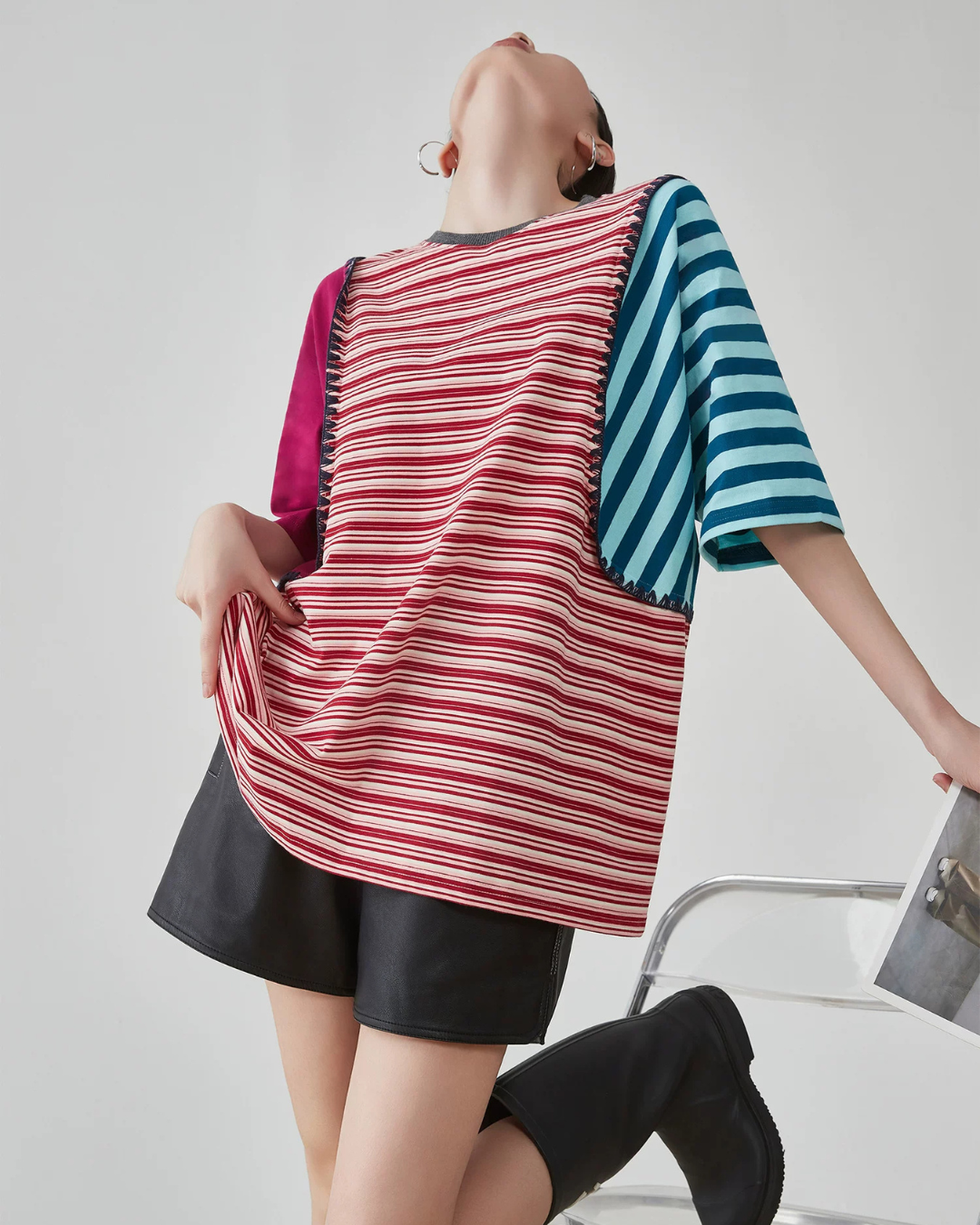 Patchwork-Style Oversized T-Shirt FER0246