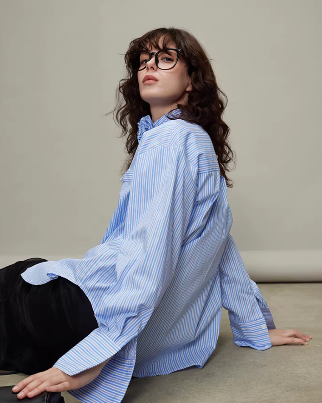 Rose Stripe Loose Shirt TEO0011