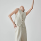 Linen V-Neck Vest / Wide Relaxed Pants FER0270