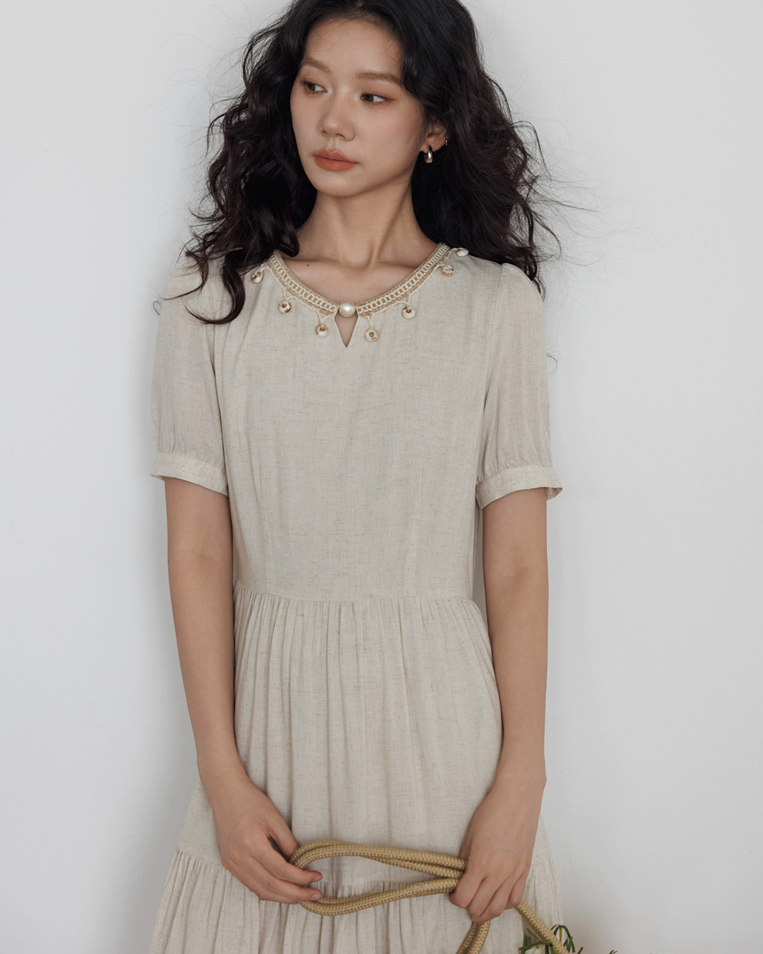 Round Neck Linen Long Dress VAS0132