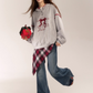 Half Button Ribbon Hood Top ASG0015