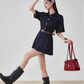 Ruffle Polo Collar Denim Dress FER0105