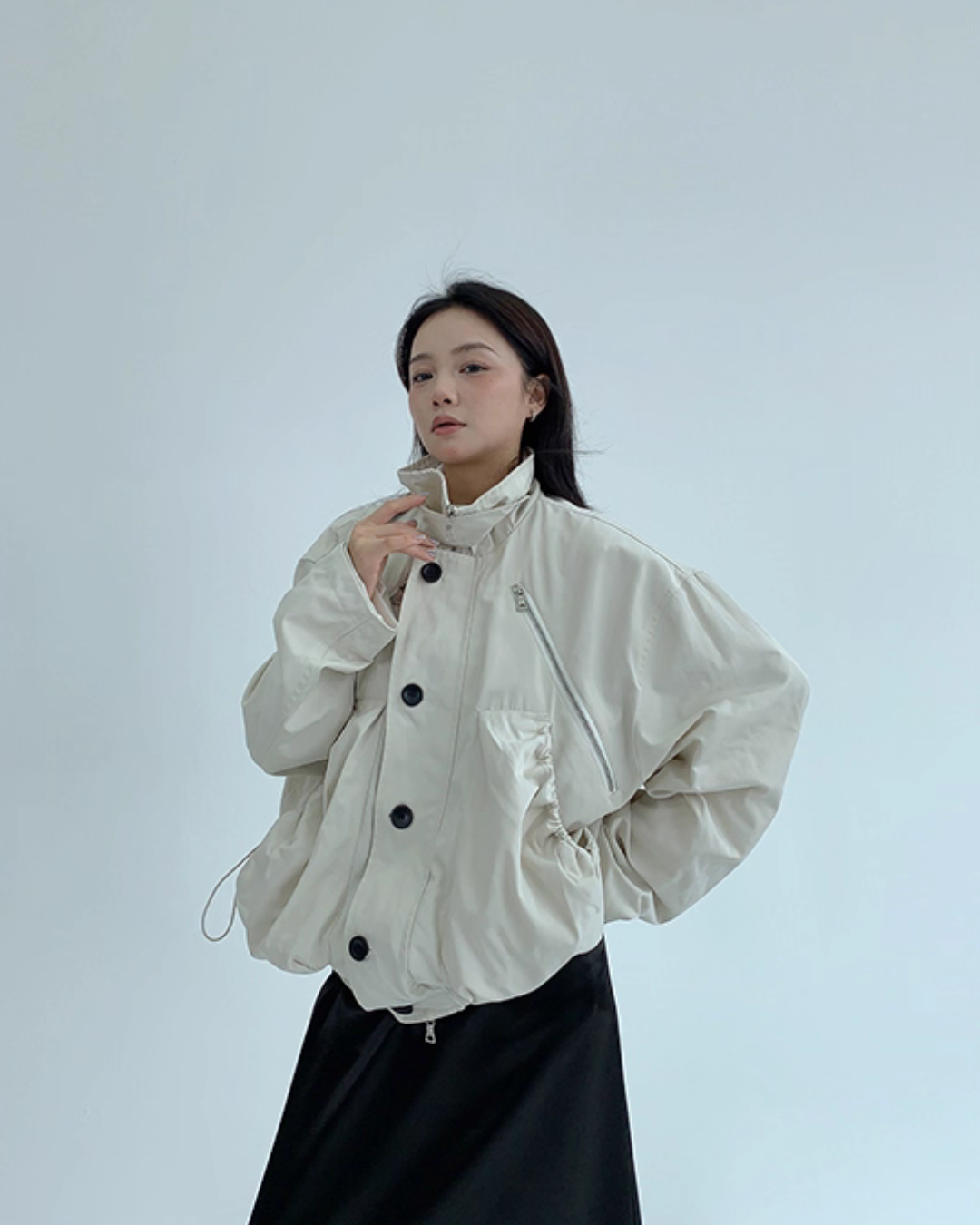 Stand Collar Balloon Sleeve Jacket YLS0921