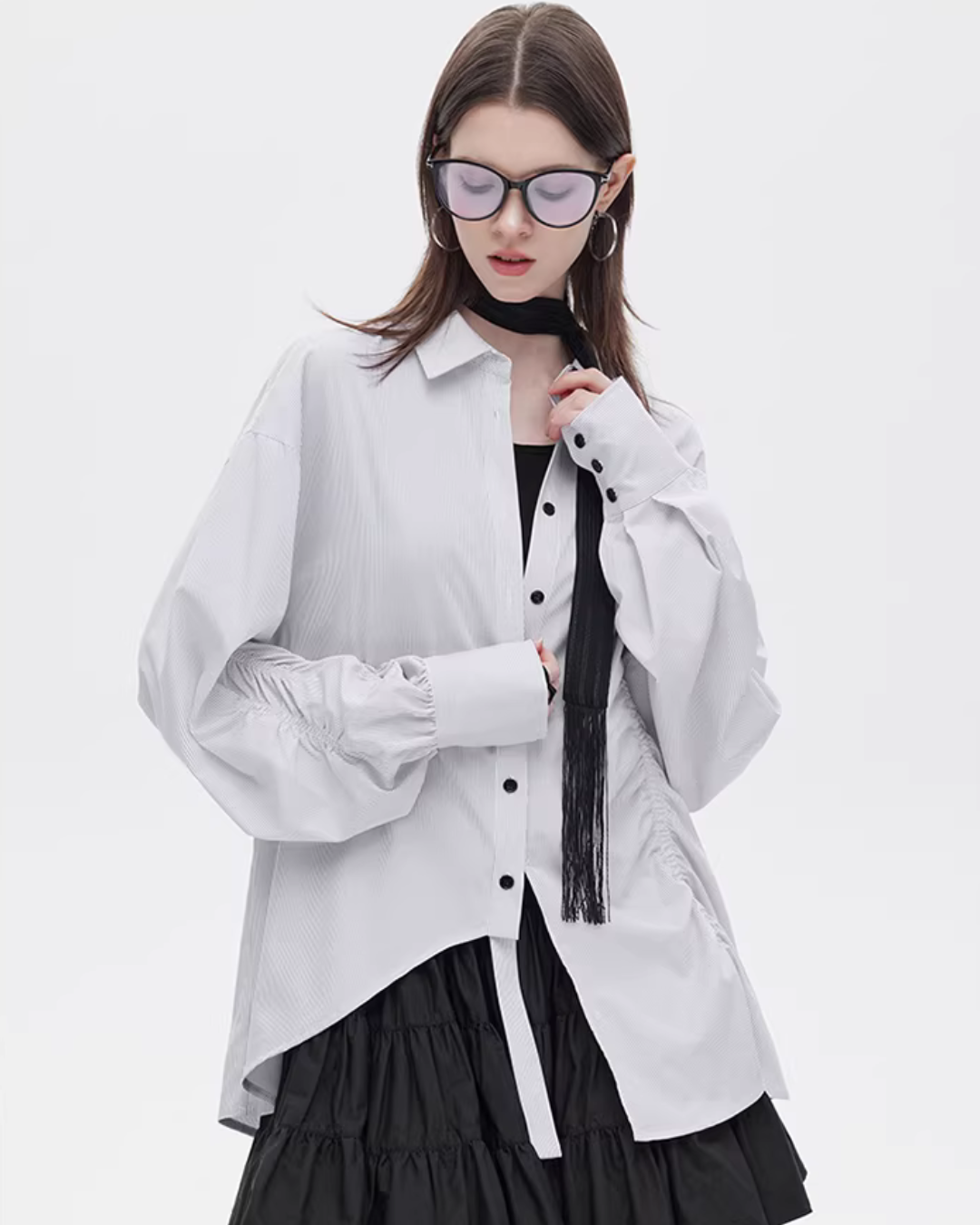 Bamboo Irregular Long-Sleeve Shirt SHN0021