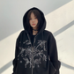 Floral Embroidery Hood Jacket YLS0934