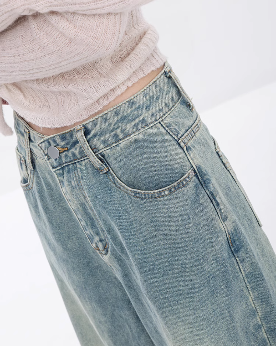 High Waisted Wide Leg Denim Pants ABW0017