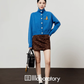 Stand Collar Knit Top / Leopard Print Mini Skirt LLA0587