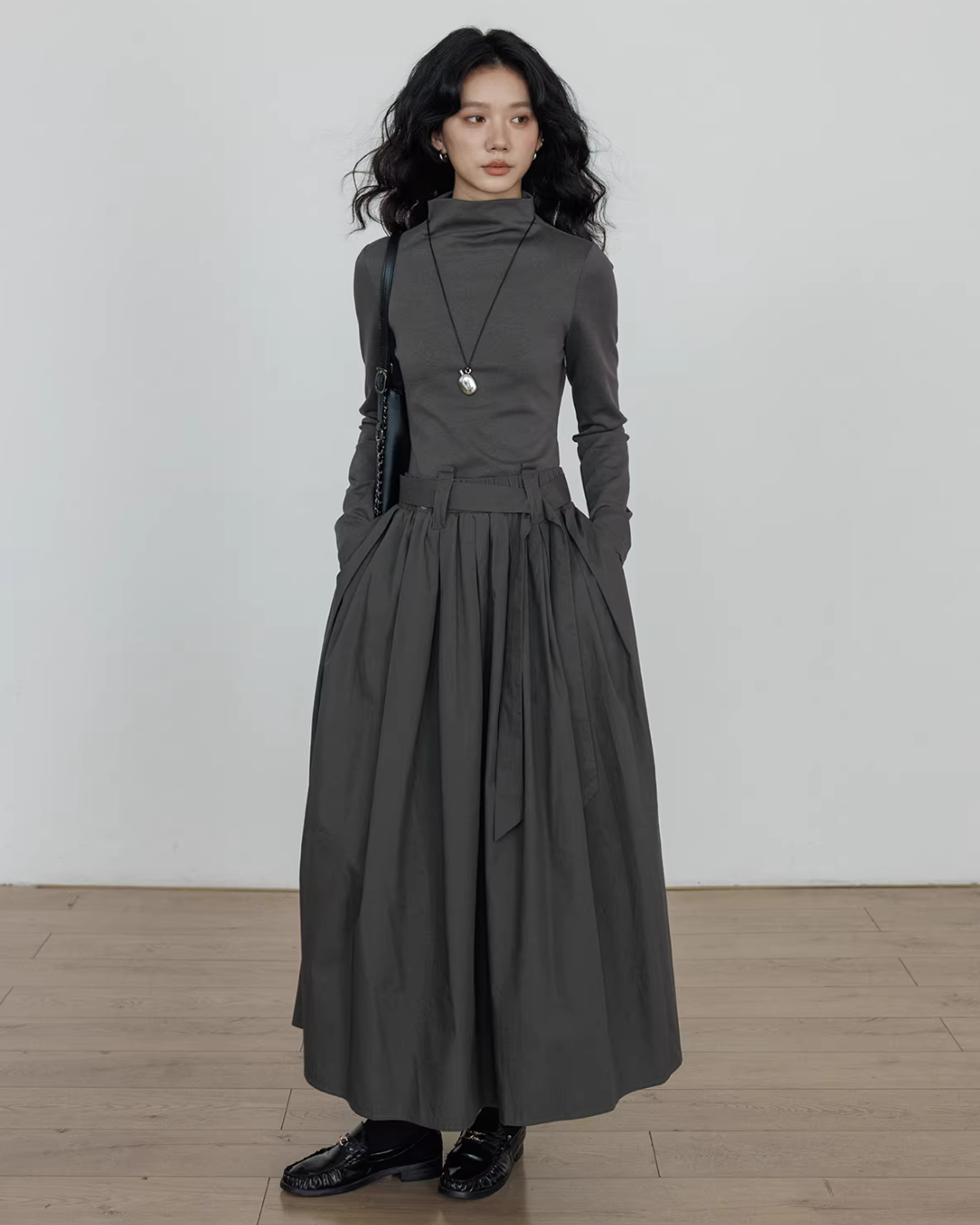Half-Turtleneck Long Dress VAS0185