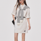 Loose Long-Sleeve Shirt / Border Top WEO0005