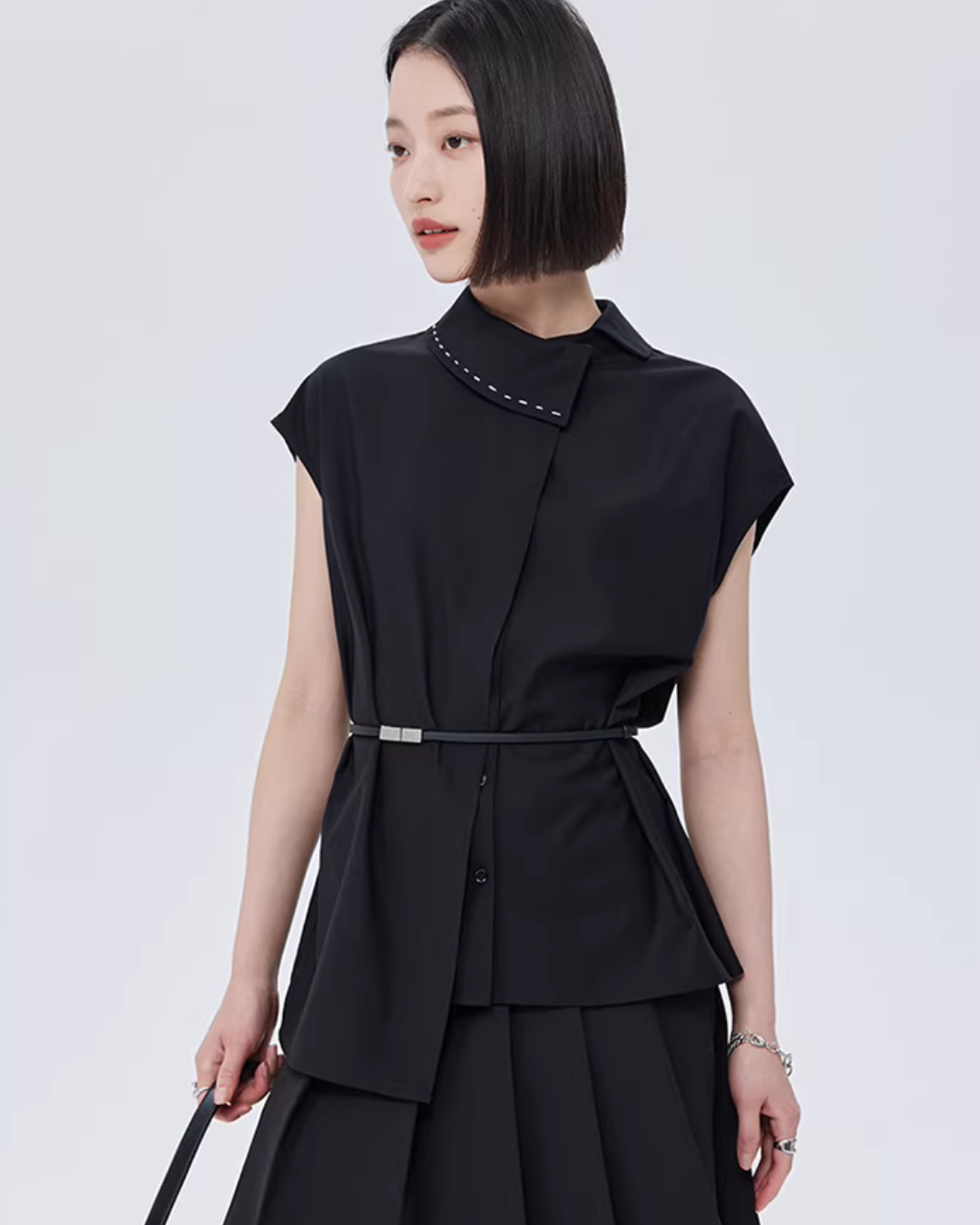 Asymmetry Short-Sleeve Shirt SHN0019