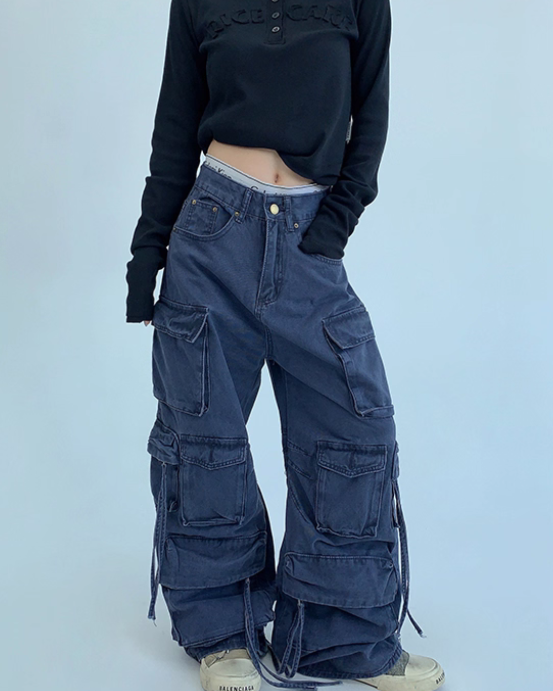 Pocket Design Wide Cargo Pants YLS0889