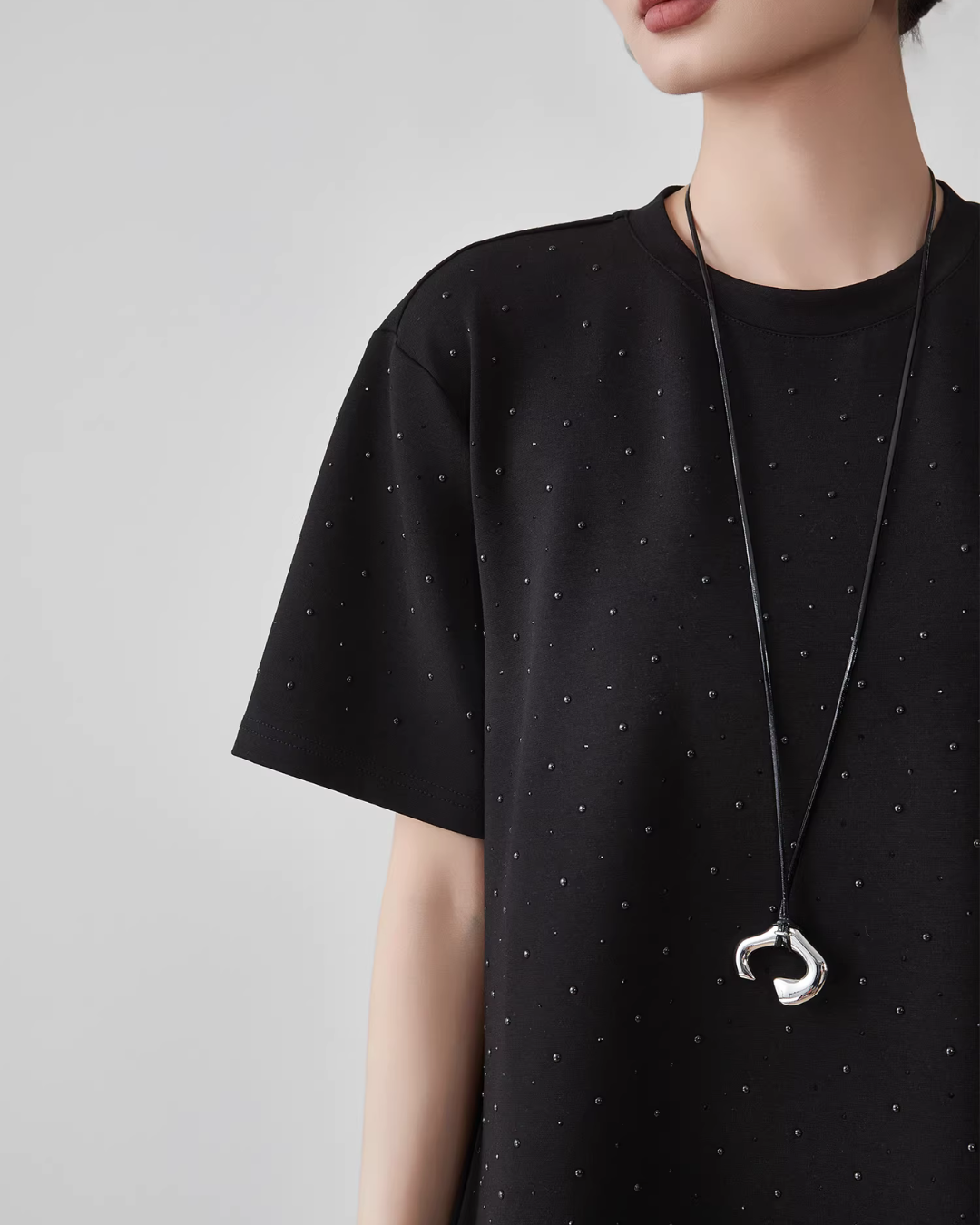 Rhinestone Short-Sleeve T-Shirt Dress FER0080