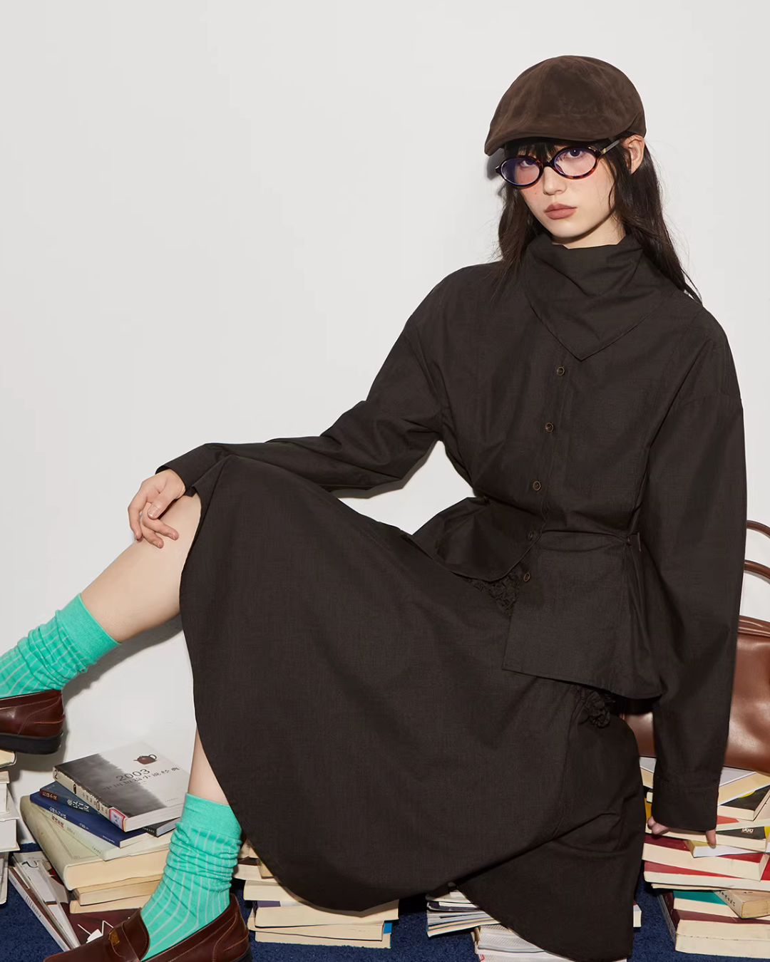 Vintage Brushed Two-Way Shirt / Pleated Lace Skirt BBK0006