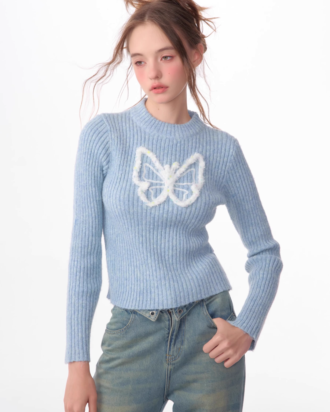 Butterfly Rib Knit Tops ZZF0351