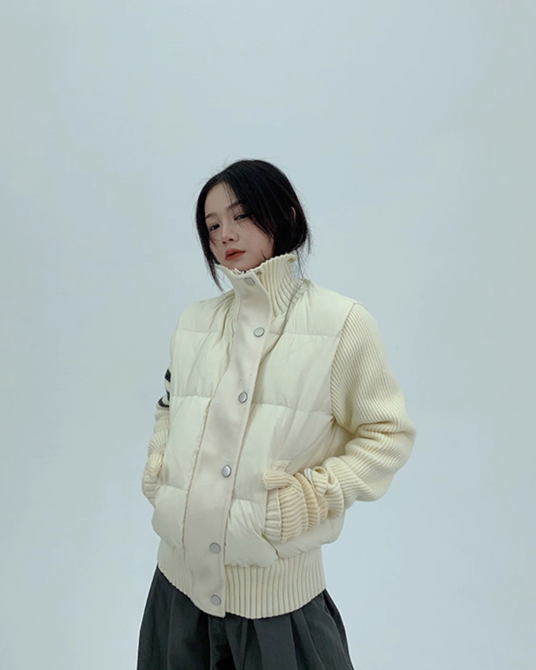 Down Vest Knit Sleeve Jacket YLS0995