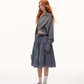 Front Wrap Knit Top/Gingham Check Skirt ASG0074