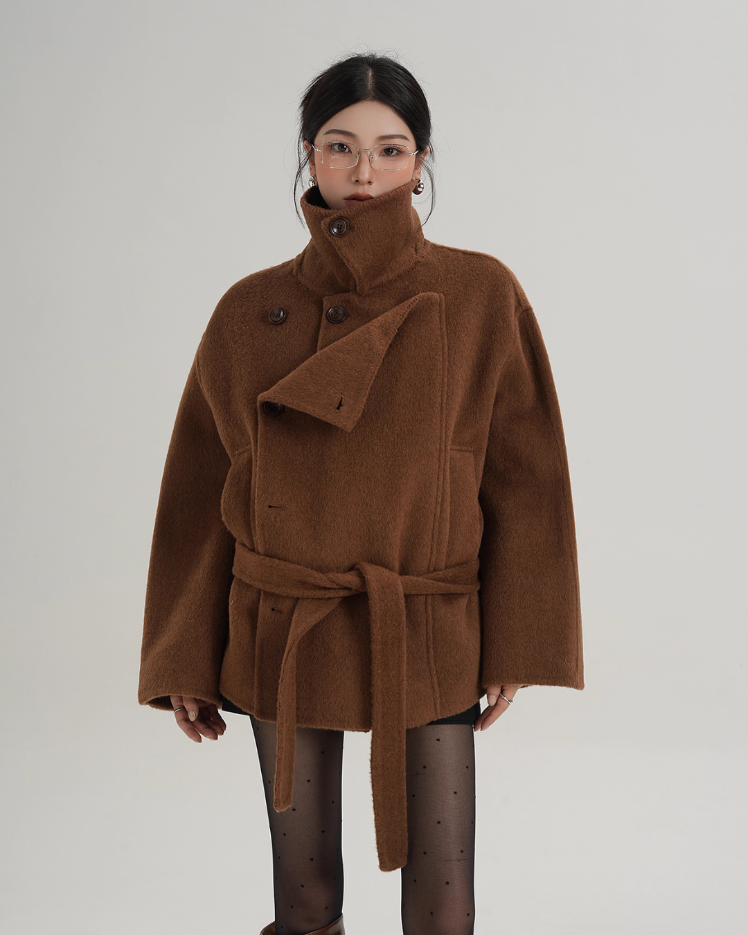 Stand Collar Wool Trench Coat SRS0376