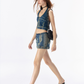 Vintage Washed Denim Vest & Mini Skirt VSE0064