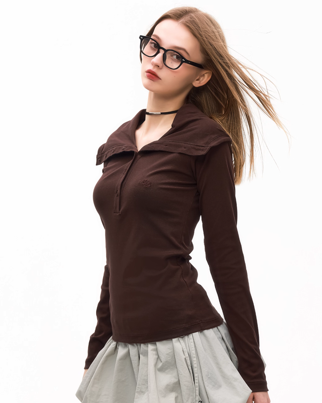 Half Button Long Sleeve Top MDB0003