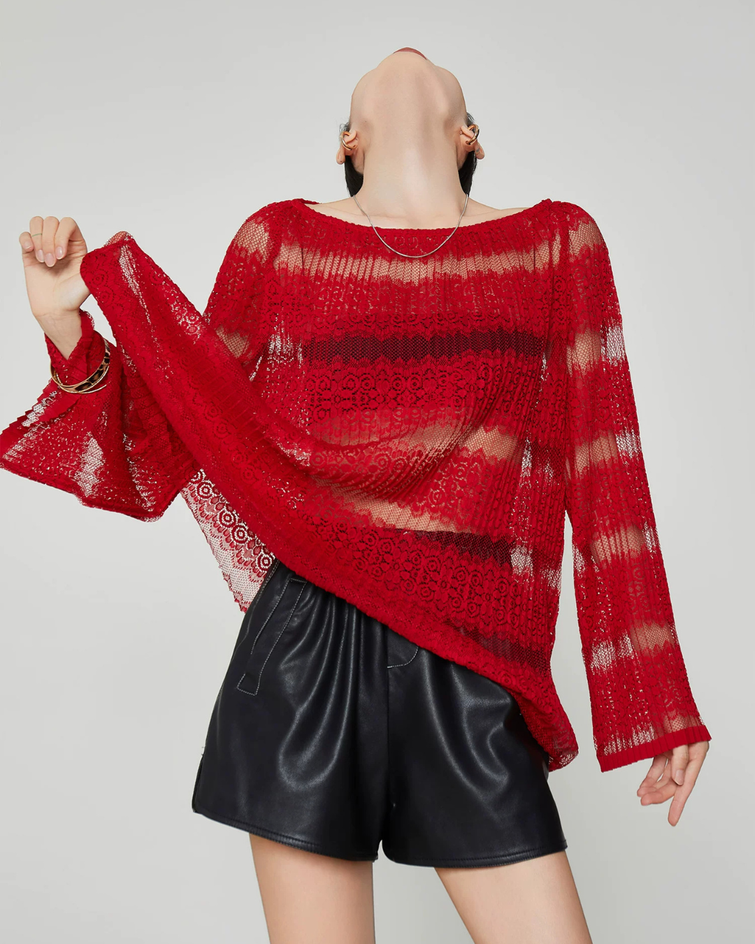 Multi-Border Openwork Oversized Knit FER0364