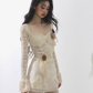 Rose motif lace sleeve dress LAS0025