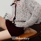 Mixed Color Knit Cardigan/Dark Purple Skirt LLA0580