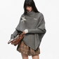 Asymmetry Design Cape Turtleneck Knit CYN0127