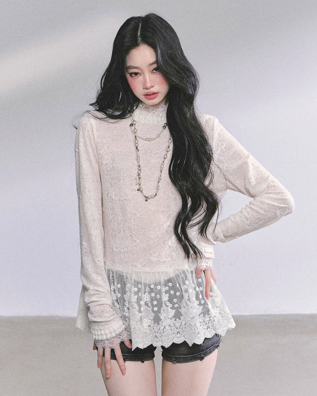 Mock neck Long Sleeve Hollow Top LAS0040