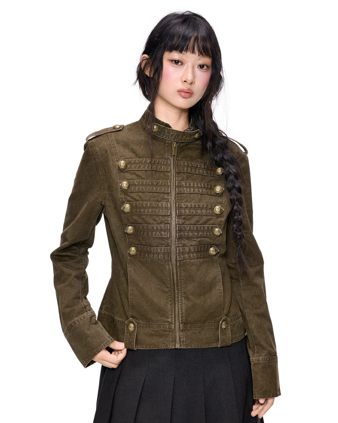 Double-Breasted Stand Collar Jacket EZK0111