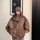 Vintage Leather Faux Fur Jacket YLS1005