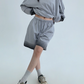 Gradient Loose Long Sleeve Top / Half Pants YLS0885