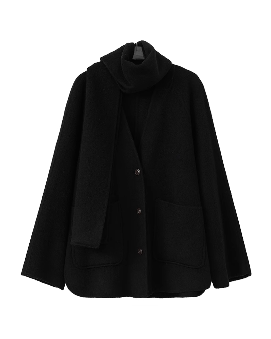 Colorless Wool Middle Coat / Scarf SRS0321