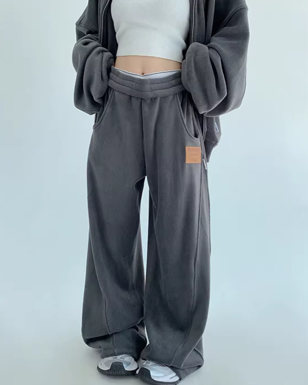 Fleece Zip-Up Hoodie / Fleece Wide Pants YLS1015
