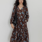 V-Neck Linen Print Elegant Dress VAS0151