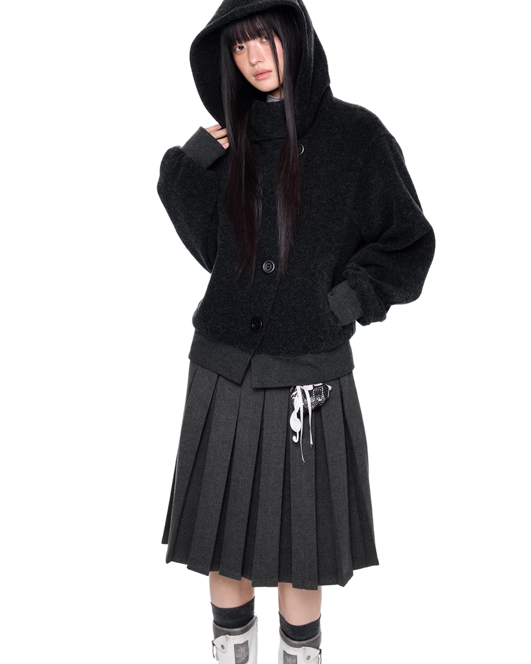 Short Wool Hooded Coat EZK0102
