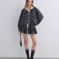 Lace Collar Zip Jacket / Flared Mini Skirt ASG0084
